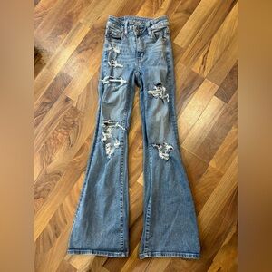American Eagle Outfitters Medium Blue Ripped Flare Jeans